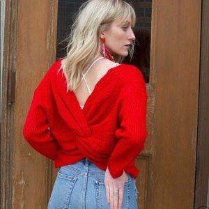 Miracle Clothing Twist Back Sweater in Tan